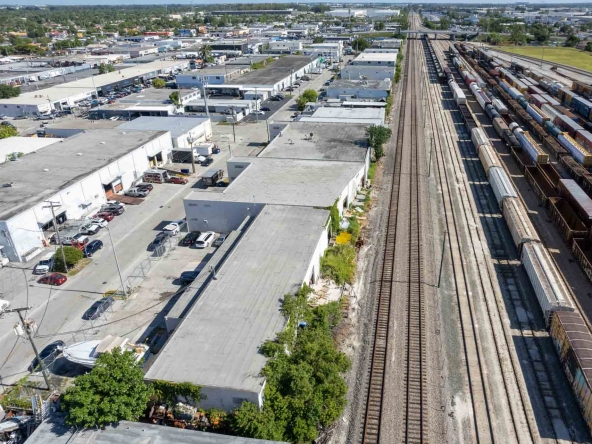 aerial of train tracks